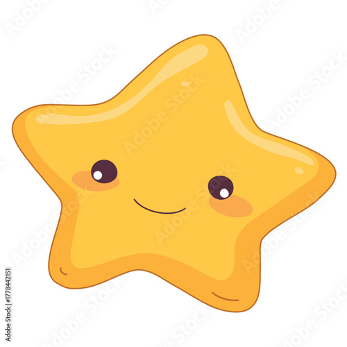 Illustration of a Cute Smiling Star on a White Background