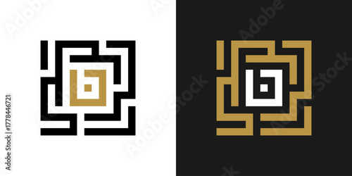 Letter B Maze Labyrint Icon Logo Design Elemen
