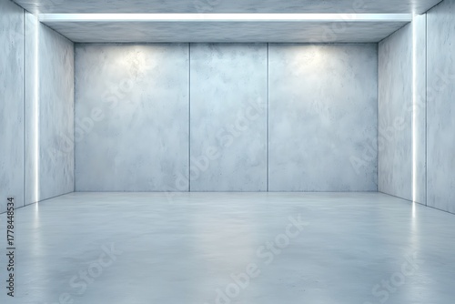 Modern Minimalist Concrete Room with Soft Lighting and Industrial Aesthetic for Background Use