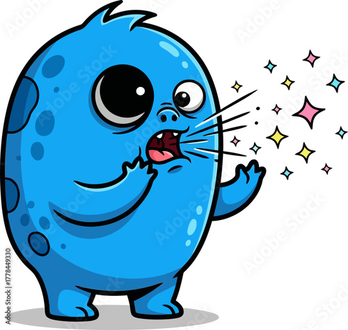 enchanted creature marvels at its own unexpected, glittering, magical expression