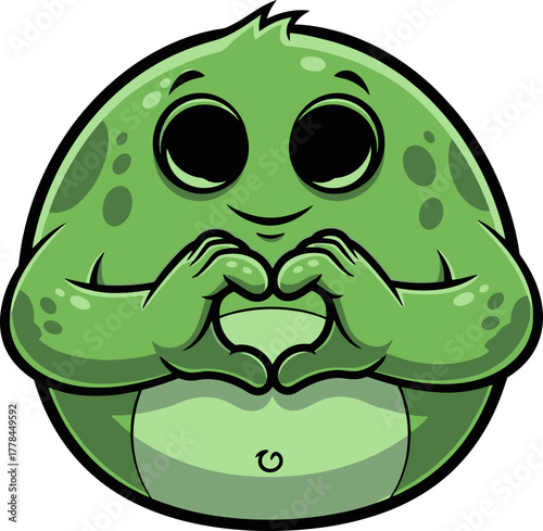 adorable green creature extends heartwarming embrace, sharing universal love and joy