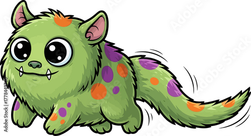 spotty lime companion prances forward, radiating pure, joyful spirit