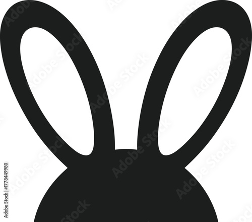 Black bunny ears vector graphic on white background