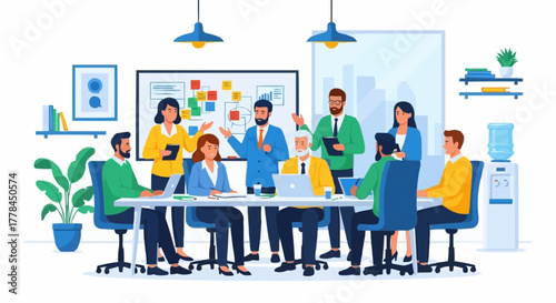 Diverse Business Team Collaborating in a Modern Office Meeting.