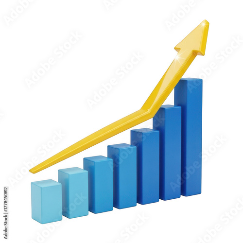 3d upward trend bar chart with arrow isolated on transparent background Free Download 3d upward trend bar chart with arrow isolated on transparent background - GFXLoad