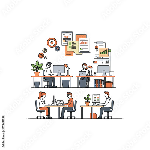 People working in a modern office environment