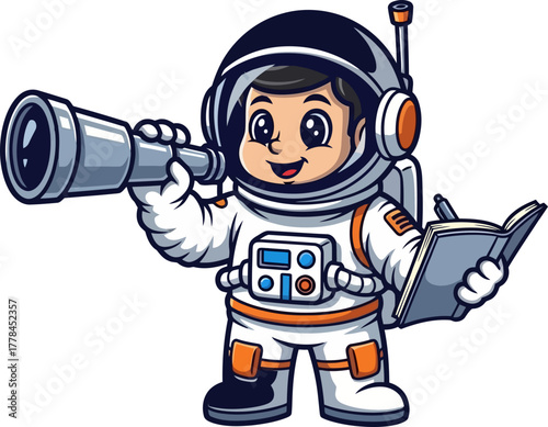 future space scientist meticulously investigates galaxies, journaling astronomical findings for humankind