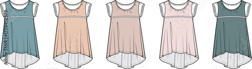 Flowing Sleeveless Tunic Top Fashion Mockup in Pastel Color Palette