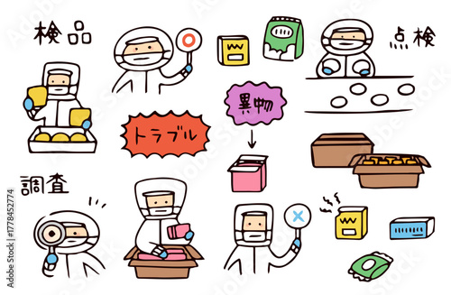 食品工場のイラストセット