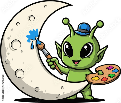 cute space painter gives the moon a creative makeover