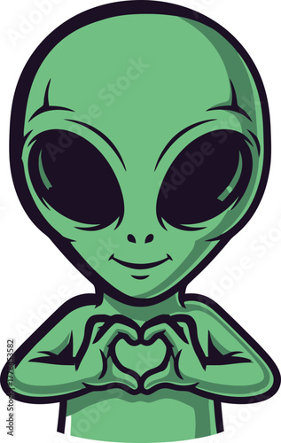 adorable extraterrestrial shares intergalactic love with a universal heart symbol