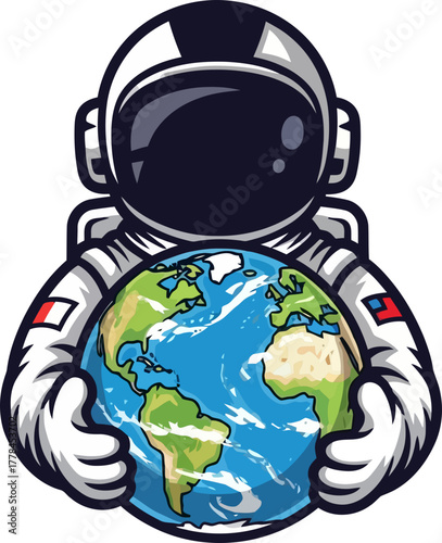 cosmic guardian embraces our planet, symbolizing responsibility and global unity