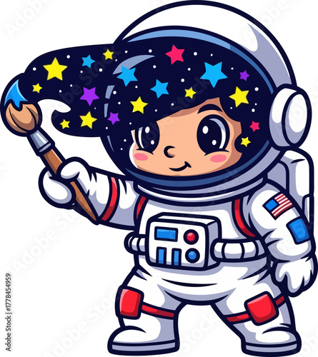 little astronaut paints celestial wonders, inspiring dreams and endless possibilities