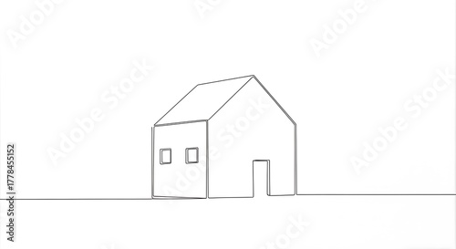 Minimalist House Sketch - Simple Architectural Design on White.