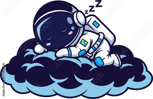 astronaut enjoys a serene nap, drifting on an otherworldly dream cloud