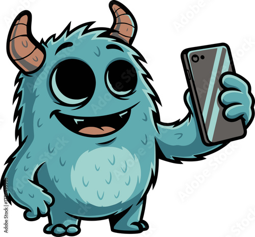 jovial critter enjoys modern tech, creating a vibrant digital selfportrait