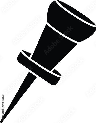  Push pin and thumbtack icon set for office, map, and reminder design in minimalist black and white vector style with transparent background