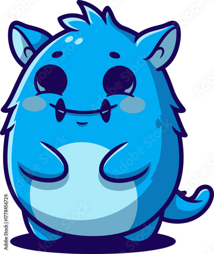 chubby blue monsters friendly gaze invites whimsical cartoon interaction