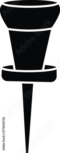  Push pin and thumbtack icon set for office, map, and reminder design in minimalist black and white vector style with transparent background