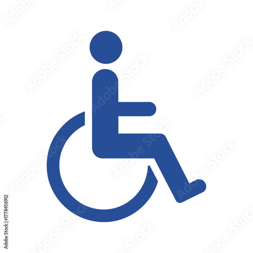 Blue international symbol of access depicting a person in a wheelchair, representing disability, accessibility, and universal design for public spaces and facilities.
