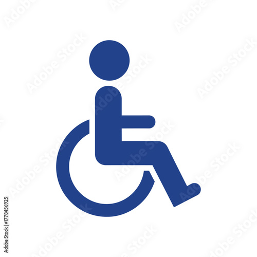 International symbol of access, a blue icon depicting a person in a wheelchair, representing accessibility for people with disabilities, mobility, and inclusivity. vector graphic.