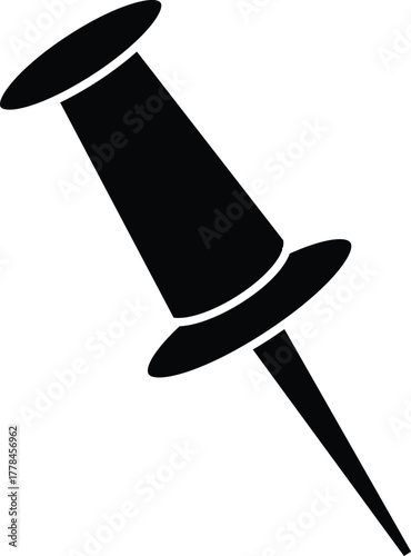  Push pin and thumbtack icon set for office, map, and reminder design in minimalist black and white vector style with transparent background