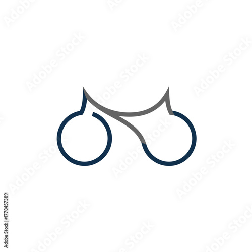 Minimalist Line Art Bicycle Logo Design with Abstract Wheels and Handlebars.