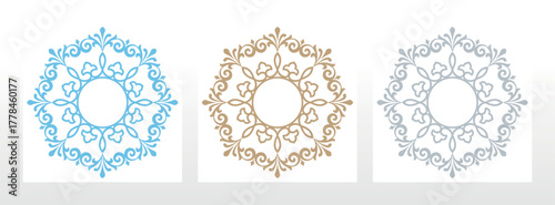 Set of decorative frames Elegant vector element for design in Eastern style, place for text. Floral colored borders. Lace illustration for invitations and greeting cards
