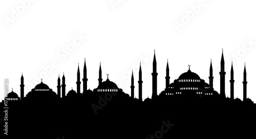 Iconic istanbul mosque skyline silhouette vector art illustration