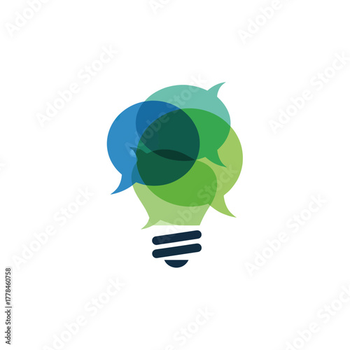 Cuadro en lienzo Lightbulb Made of Speech Bubbles Representing Communication and Ideas