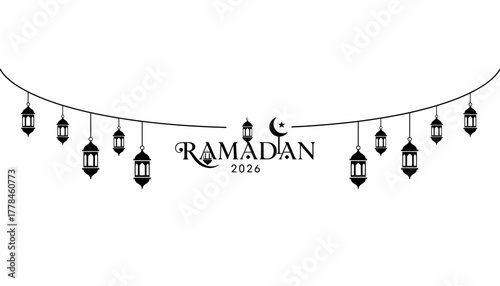 Ramadan 2026 festive design with elegant islamic lanterns art