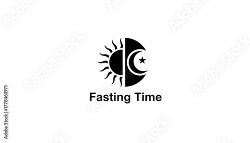 Fasting time icon representing sun and moon for religious observance