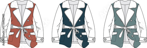 Fashionable Double-Breasted Trench Coat Template in Varied Colors