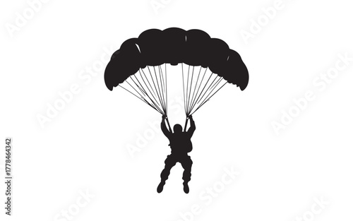 Parachute Skydiver Silhouette Illustration for Adventure and Sport Design
