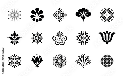 Flower icons set. Isolated elements for design. Vector graphics.