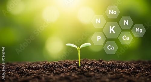 Emerging Seedling Growth Illustration with Key Nutrients for Healthy Plant Development and Sustainable Agriculture Practices