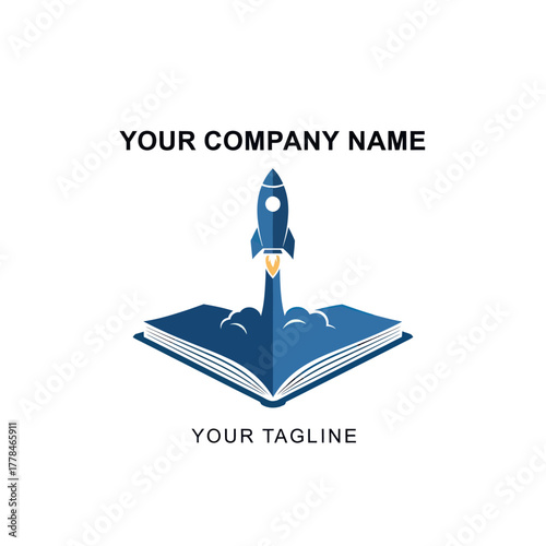 Rocket Launching from Open Book Symbolizing Education and Innovation.