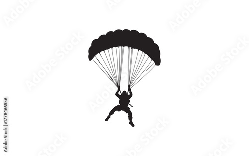 Parachute Skydiver Silhouette Illustration for Adventure and Sport Design