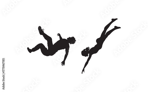 silhouette of a gal jumping and parachute