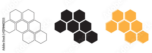 Set of honeycomb icons. Vector illustration isolated on white background. Realistic Best Design Collections Yellow and Black color. vector illustration, EPS 10.