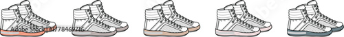 Collection of Various High-Top Sneakers in Different Colors, Ideal for Sports and Casual Wear