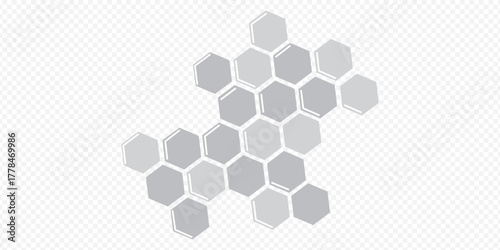 Beehive honey sign with hexagon grid cell isolated on white background vector. Black and Grey color Realistic Design. EPS 10.