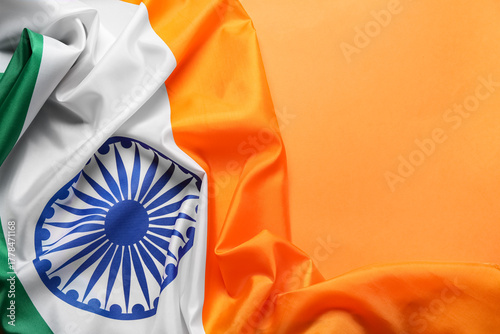 Flag of India on orange bac...