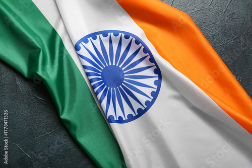 Flag of India on black back...