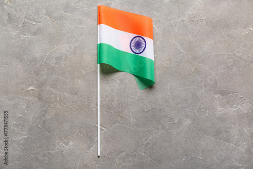 Flag of India on grey backg...