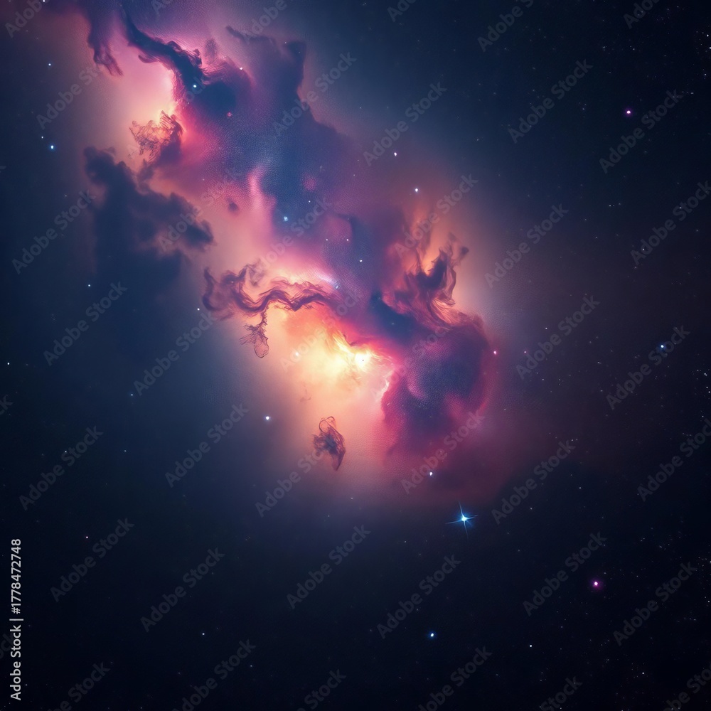 Fototapeta premium Deep space vista with nebulae and distant stars, astronomical observation, deep space