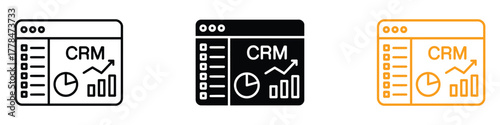 CRM icon vector. customer relations ,charts and graphs symbol. vector illustration.