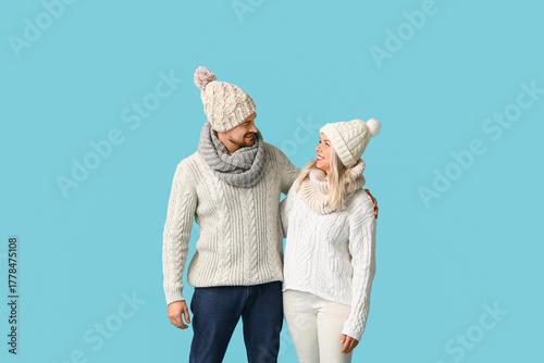 Happy couple in winter clot...