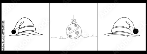 Festive winter scene with snowballs and a decorated christmas tree isolated on white background