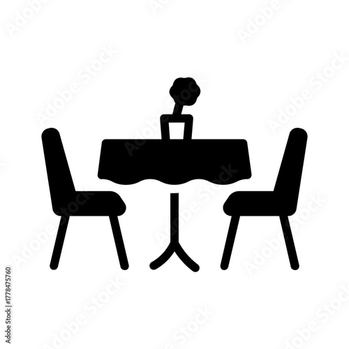 Vector solid black icon for Restaurant table